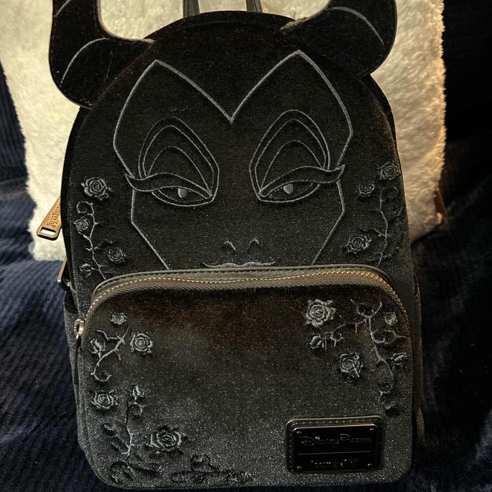 NWT Disney Parks Velvet Maleficent Loungefly Backpack